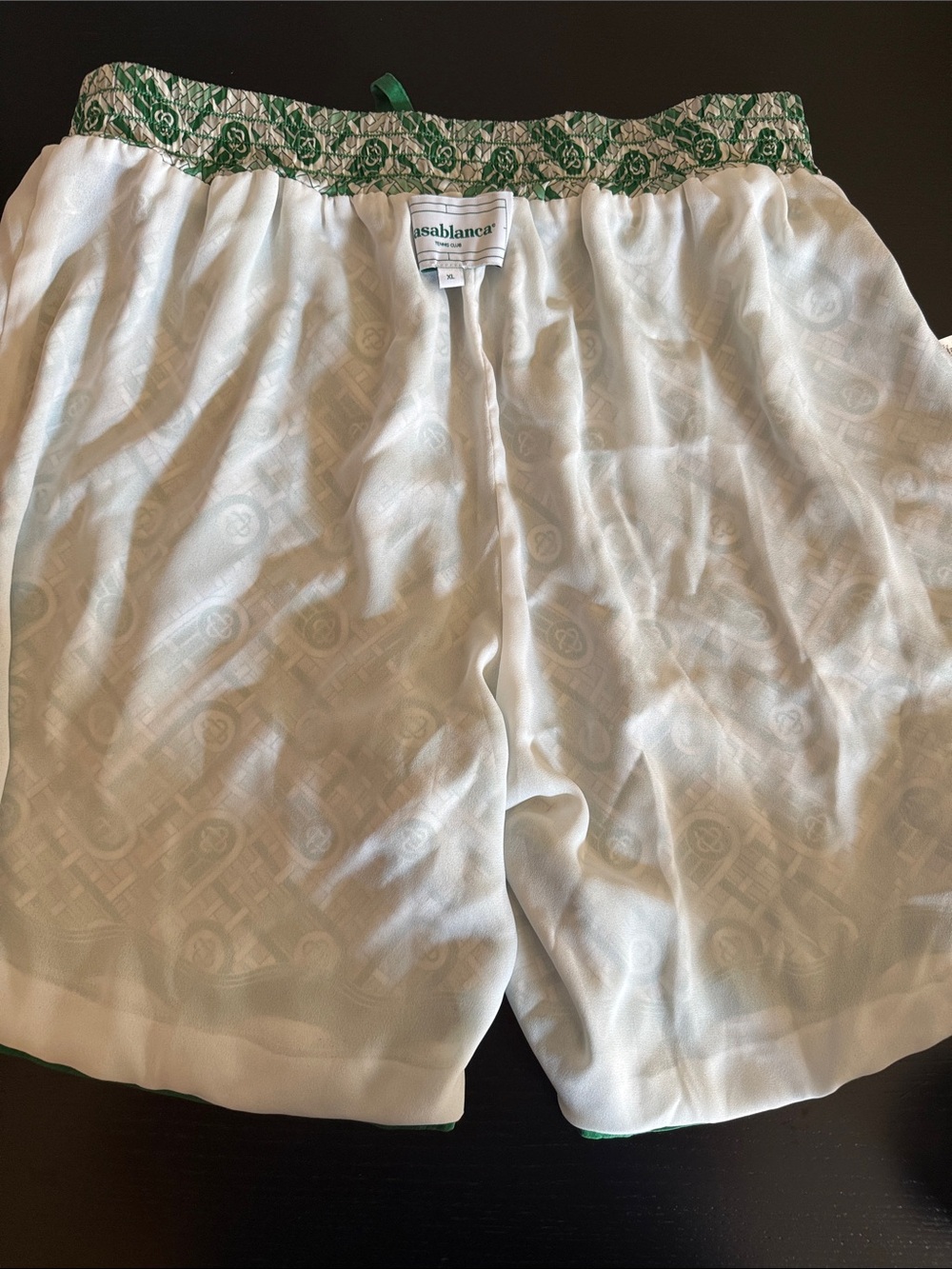 Casablanca Men's Green Patterned Athletic Shorts with Drawcord 100% Silk - Picture 7 of 7